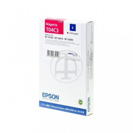 Epson T04C3 - L size - magenta - original - ink cartridge - for WorkForce Pro WF-C8190, WF-C8610, WF-C8690 - 2
