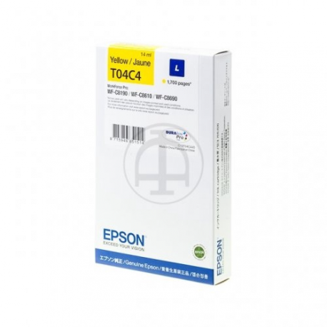 Epson T04C4 - L size - yellow - original - ink cartridge - for WorkForce Pro WF-C8190, WF-C8610, WF-C8690 - 2