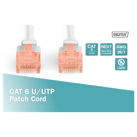 DIGITUS Professional - Patch cable - RJ-45 (M) to RJ-45 (M) - 50 cm - UTP - CAT 6e - halogen-free, molded, snagless - grey - 1