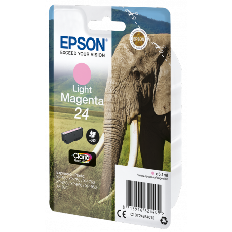 Epson 24 - 5.1 ml - light magenta - original - ink cartridge - for Expression Photo XP-55, 750, 760, 850, 860, 950, 960, 970; Expression Premium XP-750, 850 - 1