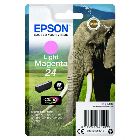 Epson 24 - 5.1 ml - light magenta - original - ink cartridge - for Expression Photo XP-55, 750, 760, 850, 860, 950, 960, 970; Expression Premium XP-750, 850 - 2