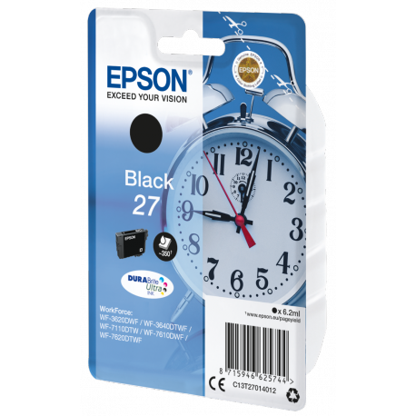 Epson 27 - 6.2 ml - black - original - ink cartridge - for WorkForce WF-3620, WF-3640, WF-7110, WF-7210, WF-7610, WF-7620, WF-7710, WF-7715, WF-7720 - 2