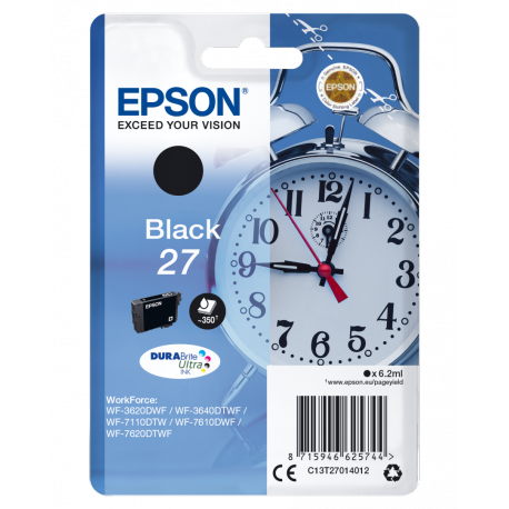 Epson 27 - 6.2 ml - black - original - ink cartridge - for WorkForce WF-3620, WF-3640, WF-7110, WF-7210, WF-7610, WF-7620, WF-7710, WF-7715, WF-7720 - 3