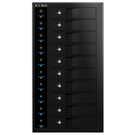 Raidsonic Icy Box External 3,5'' HDD 10-bay Case SATA I/II/III, USB 3.0, RAID, Black