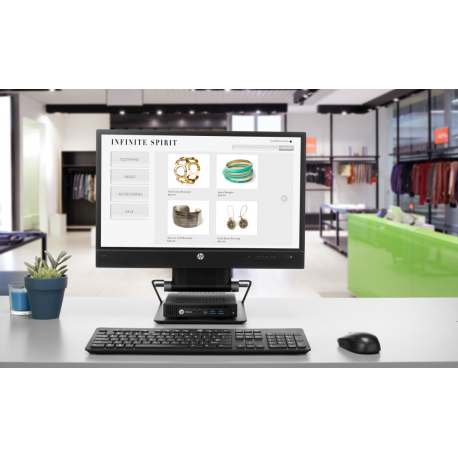 HP Integrated Work Center Stand Desktop Mini / Thin Clients - Monitor / desktop stand - 17"-24" - for HP t310 G2, t430, t430 v2, t530, t540, t628, Z24; Chromebox G2; ProDesk 600 G3 - 3