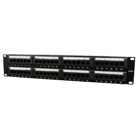 Gembird NPP-C548CM-001 - Patch panel with cable management - CAT 5e - black - 2U - 19" - 48 ports - 4