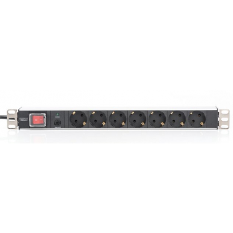 DIGITUS DN-95403 - Power strip (rack-mountable) - AC 250 V - input: power - output connectors: 7 (power) - 19" - 2 m cord - 1