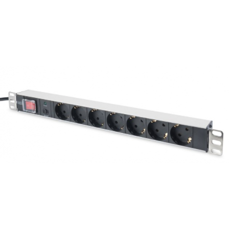 DIGITUS DN-95403 - Power strip (rack-mountable) - AC 250 V - input: power - output connectors: 7 (power) - 19" - 2 m cord - 7