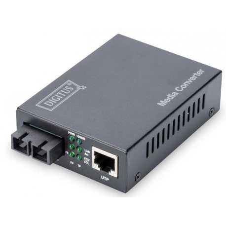 DIGITUS Professional DN-82121-1 - Fibre media converter - GigE - 10Base-T, 1000Base-LX, 100Base-TX, 1000Base-T - RJ-45  /  SC single-mode - up to 10 km - 1310 nm - 1