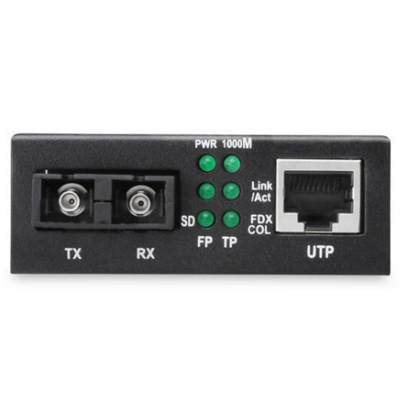 DIGITUS Professional DN-82121-1 - Fibre media converter - GigE - 10Base-T, 1000Base-LX, 100Base-TX, 1000Base-T - RJ-45  /  SC single-mode - up to 10 km - 1310 nm - 3