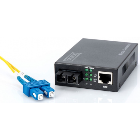 DIGITUS Professional DN-82121-1 - Fibre media converter - GigE - 10Base-T, 1000Base-LX, 100Base-TX, 1000Base-T - RJ-45  /  SC single-mode - up to 10 km - 1310 nm - 5