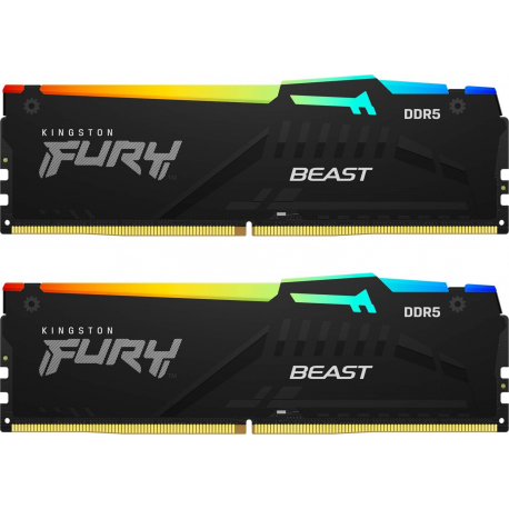Kingston FURY Beast RGB - DDR5 - kit - 16 GB: 2 x 8 GB - DIMM 288-pin - 5600 MHz / PC5-44800 - CL40 - 1.25 V - unbuffered - on-die ECC - 10