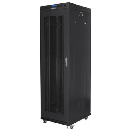 Lanberg - Rack cabinet - with 4 cooling fans - 230 V - black, RAL 9004 - 42U - 19" - 0