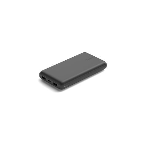 Belkin BOOST CHARGE - Power bank - 20000 mAh - 15 Watt - 3 output connectors (2 x USB, USB-C) - on cable: USB, USB-C - black - 1