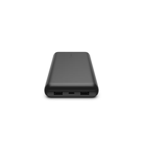 Belkin BOOST CHARGE - Power bank - 20000 mAh - 15 Watt - 3 output connectors (2 x USB, USB-C) - on cable: USB, USB-C - black - 2