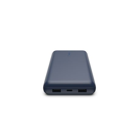 Belkin - Power bank - 20000 mAh - 15 Watt - 3 output connectors (USB, USB-C) - on cable: USB-C - blue - 2