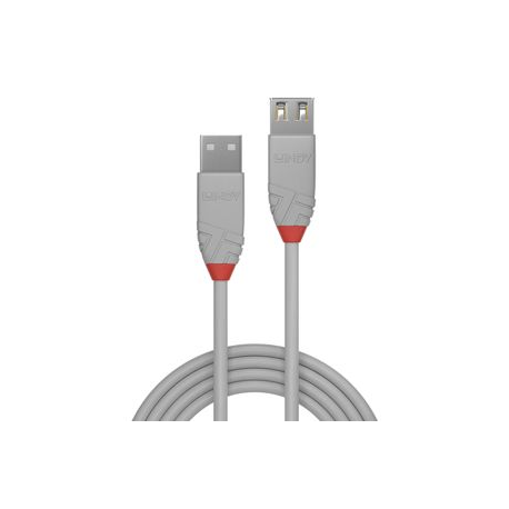 Lindy Anthra Line - USB extension cable - USB (M) to USB (F) - USB 2.0 - 3 m - round - grey - 1