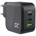 Green Cell - Power adapter - PowerGaN - 65 Watt - 3.25 A - GC Ultra Charge, PD 3.0, Programmable Power Supply (PPS) - 3 output connectors (USB, 2 x USB-C) - black