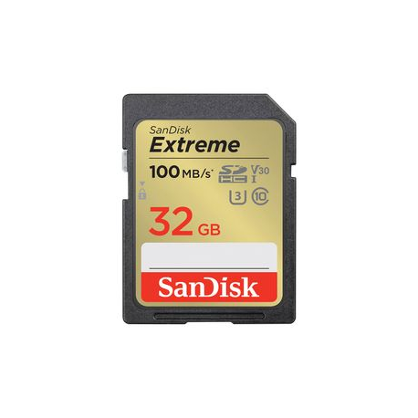 SanDisk Extreme - Flash memory card - 32 GB - Video Class V30  /  UHS-I U3  /  Class10 - SDHC UHS-I - 0