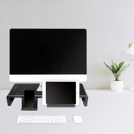 LogiLink Ergonomic riser - Stand - for LCD display  /  notebook  /  tablet - plastic, metal - black - desktop - 4