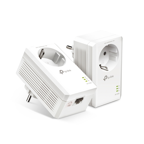 TP-Link AV1000 - Gigabit Passthrough Powerline Starter Kit - bridge - GigE, HomePlug AV (HPAV), HomePlug AV (HPAV) 2.0, IEEE 1901 - wall-pluggable (pack of 2) - 1