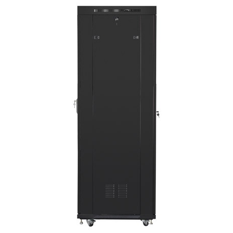 Lanberg - Rack cabinet - with 4 cooling fans, display - black, RAL 9004 - 42U - 19" - 3