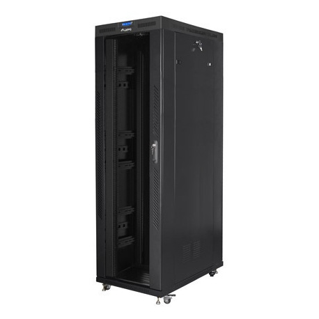 Lanberg - Rack cabinet - with 4 cooling fans, display - black, RAL 9004 - 42U - 19" - 0