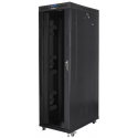 Lanberg - Rack cabinet - with 4 cooling fans, display - black, RAL 9004 - 42U - 19"