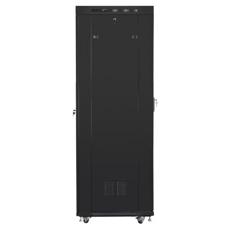 Lanberg - Rack cabinet - with 4 cooling fans, display - black, RAL 9004 - 42U - 19" - 2