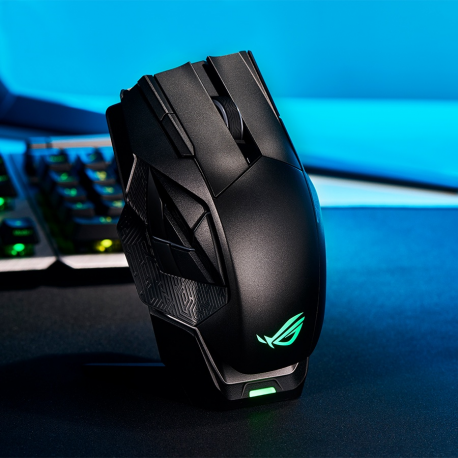 ASUS ROG Spatha X - Mouse - right-handed - optical - 12 buttons - wireless, wired - USB, 2.4 GHz - black - 5