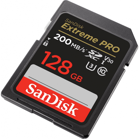SanDisk Extreme Pro - Flash memory card - 128 GB - Video Class V30  /  UHS-I U3  /  Class10 - SDXC UHS-I - 2