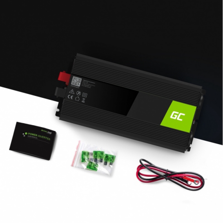 Green Cell - DC to AC power inverter - 12 V - 3000 Watt - output connectors: 2 - black - 1
