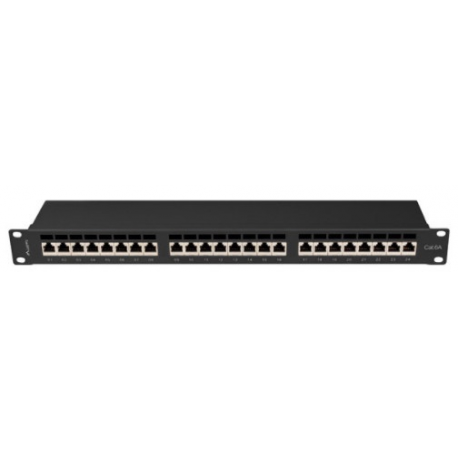 Lanberg PPSA-1024-B - Patch panel - rack mountable - CAT 6a - STP - RJ-45 X 24 - black, RAL 9004 - 1U - 19" - 0