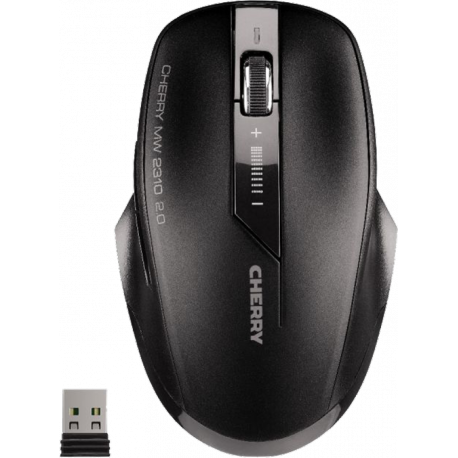 CHERRY MW 2310 2.0 - Mouse - right and left-handed - optical - 6 buttons - wireless - RF, 2.4 GHz - USB wireless receiver - black - 1