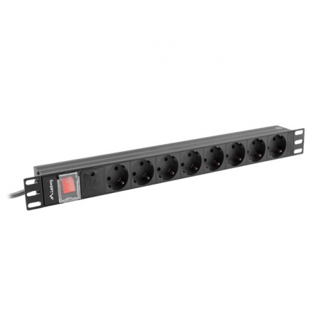 Lanberg - Power distribution unit (rack-mountable) - AC 220-250 V - 4000 Watt - 1-phase - input: DIN 49441 - output connectors: 8 (DIN VDE 0620-1) - 1U - 19" - 2 m cord - black - 0