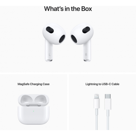 Apple AirPods - 3rd generation - true wireless earphones with mic - ear-bud - Bluetooth - for iPad / iPhone / iPod / TV / Watch - 7