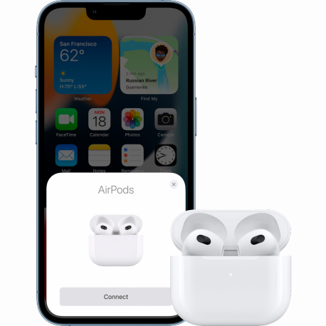 Apple AirPods - 3rd generation - true wireless earphones with mic - ear-bud - Bluetooth - for iPad / iPhone / iPod / TV / Watch - 8