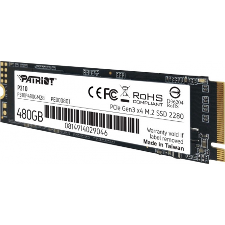 Patriot P310 - SSD - 480 GB - internal - M.2 2280 - PCIe 3.0 x4 (NVMe) - 2