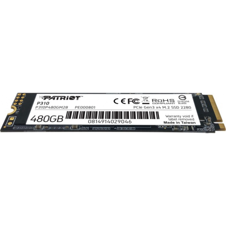 Patriot P310 - SSD - 480 GB - internal - M.2 2280 - PCIe 3.0 x4 (NVMe) - 3