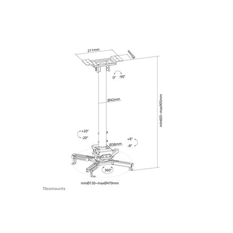 NEOMOUNTS BY NEWSTAR PROJECTOR CEILING MOUNT (HEIGHT ADJUSTABLE: 60-90 CM)