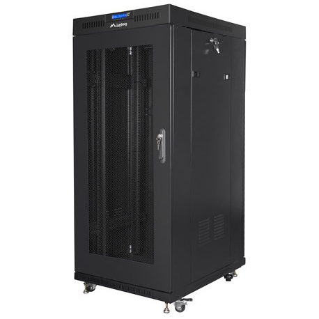 Lanberg - Rack cabinet - with 4 cooling fans, display - black, RAL 9004 - 15U - 19" - 0
