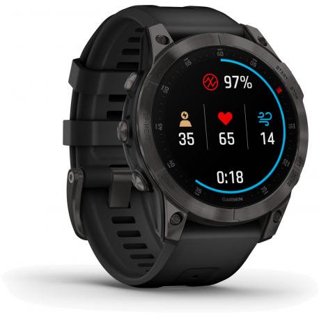 Garmin epix Gen 2 Sapphire - Black titanium - sport watch with band - silicone - wrist size: 125-208 mm - display 1.3" - 32 GB - Bluetooth, Wi-Fi, ANT+ - 70 g - 7