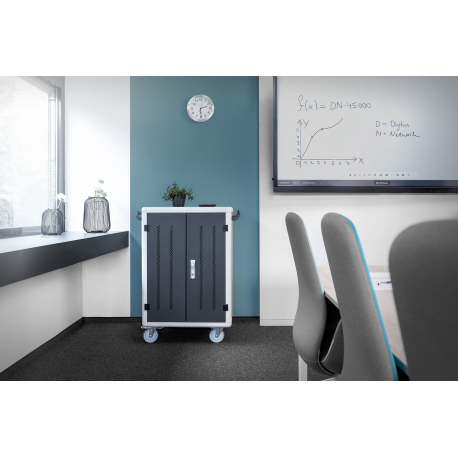DIGITUS DN-45002 - Cart (charge only) - for 30 tablets / notebooks - lockable - steel - black, RAL 9005 - screen size: up to 15.6" - output: 5 V - 9