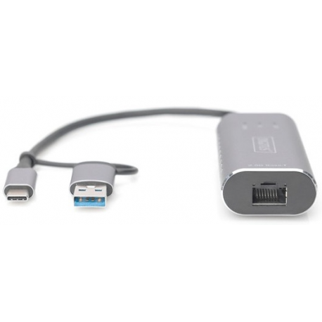 DIGITUS DN-3028 - Network adapter - USB-C  /  USB-A - 2.5GBase-T - grey - 2