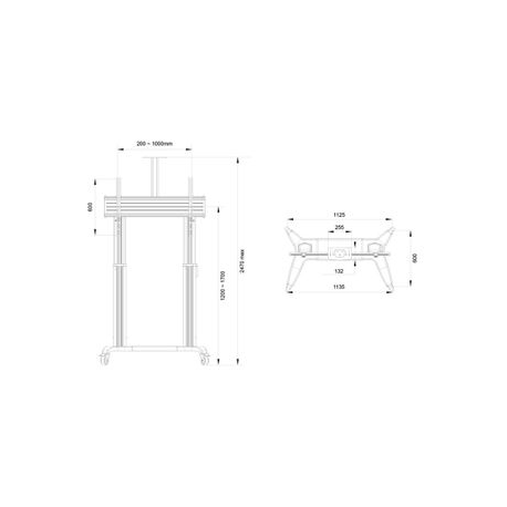 Multibrackets M Motorized Public Floorstand Dual Pillar 180 HD - Cart - motorised - for flat panel /video conference camera - aluminium - black - screen size: 75"-110" - 5