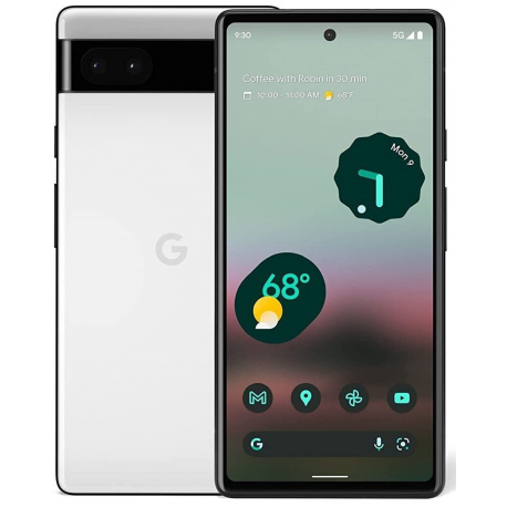 Google Pixel 6a - 5G smartphone - dual-SIM - RAM 6 GB / Internal Memory 128 GB - OLED display - 6.134" - 2400 x 1080 pixels (60 Hz) - 2x rear cameras 12.2 MP, 12 MP - front camera 8 MP - chalk - 0