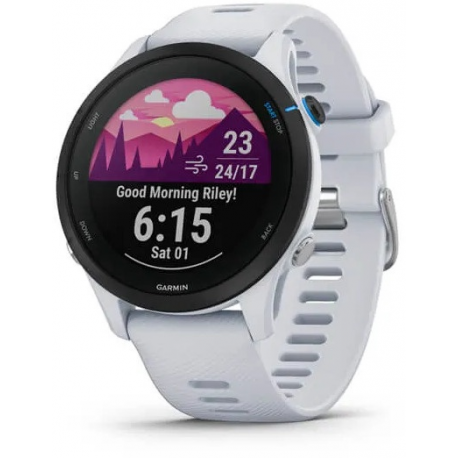 Garmin Forerunner 255 Music - 46 mm - sport watch with strap - silicone - wrist size: 130-205 mm - display 1.3" - 4 GB - Bluetooth, Wi-Fi, ANT+ - 49 g - black, whitestone - 0