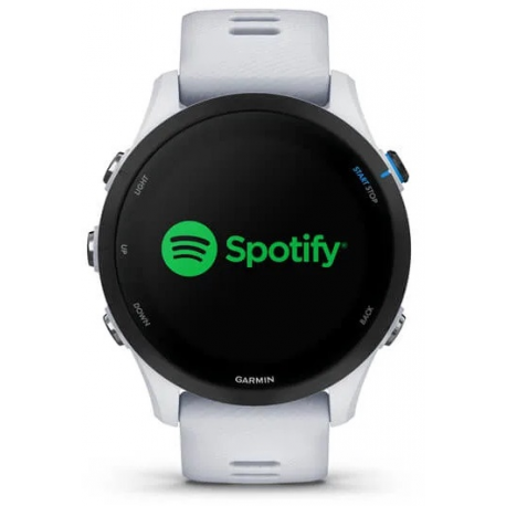 Garmin Forerunner 255 Music - 46 mm - sport watch with strap - silicone - wrist size: 130-205 mm - display 1.3" - 4 GB - Bluetooth, Wi-Fi, ANT+ - 49 g - black, whitestone - 8