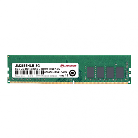 Transcend JetRAM - DDR4 - module - 8 GB - DIMM 288-pin - 2666 MHz / PC4-21300 - CL19 - 1.2 V - unbuffered - non-ECC - 0