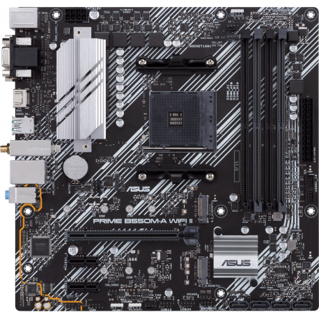 ASUS PRIME B550M-A WIFI II - Motherboard - micro ATX - Socket AM4 - AMD B550 Chipset - USB 3.2 Gen 1, USB 3.2 Gen 2 - Gigabit LAN, Wi-Fi 6, Bluetooth - onboard graphics (CPU required) - HD Audio (8-channel) - 0
